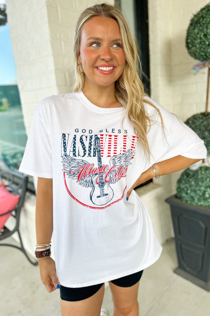 God Bless Nashville Short Sleeve Graphic Tee Top - Be You Boutique