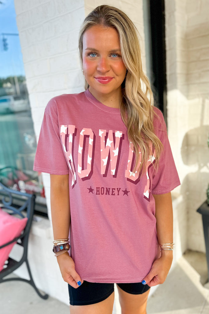 Howdy Honey Star Garment Dyed Oversized Graphic Tee Top - Be You Boutique
